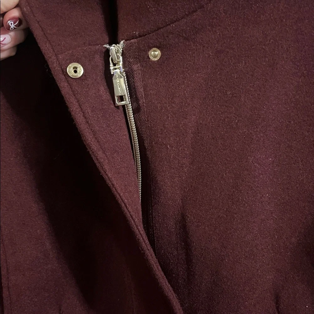 Vince Camuto Women’s Faux Wool Deep Burgundy Pea Coat Medium NEW - Picture 6 of 11